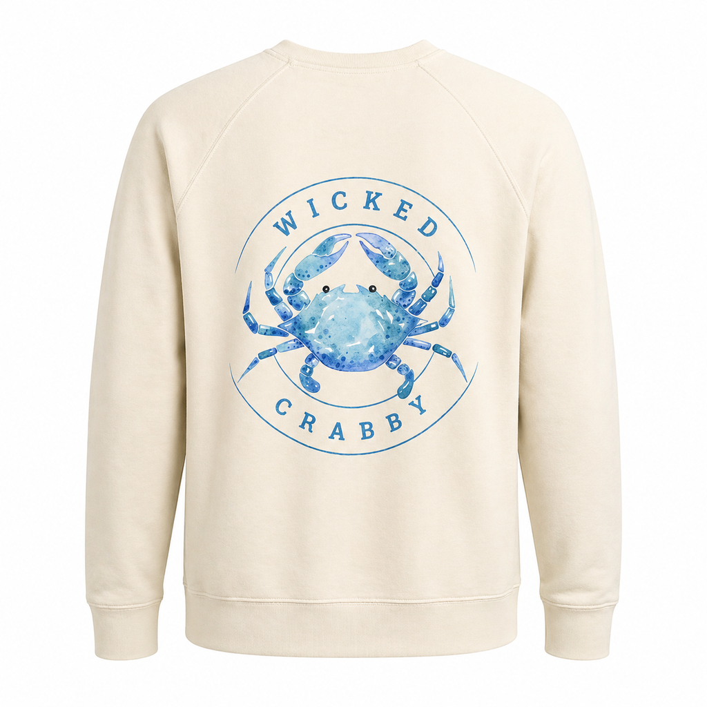Wicked Crabby- 100% Organic French Cotton Terry Crew Neck