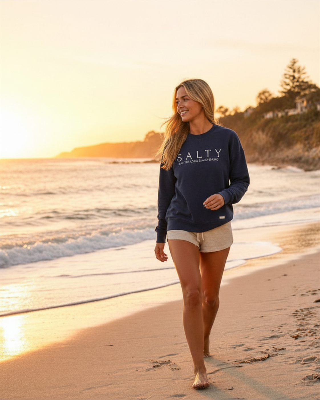 Salty Like The Long Island Sound- 100% Organic French Cotton Terry Crew Neck